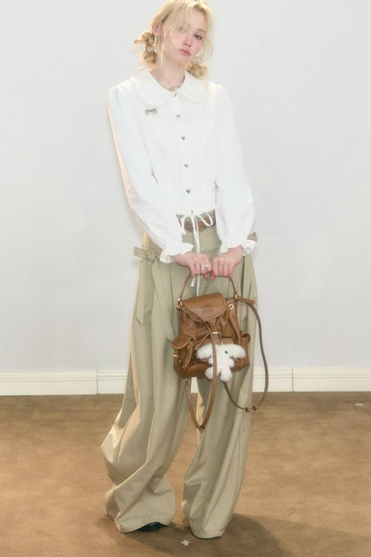 Tassel Doll Collar Short Shirt