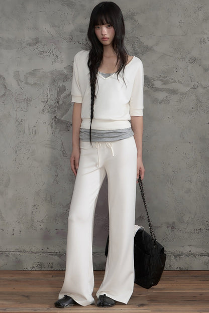 Color-Block Striped Wide-Leg Pants