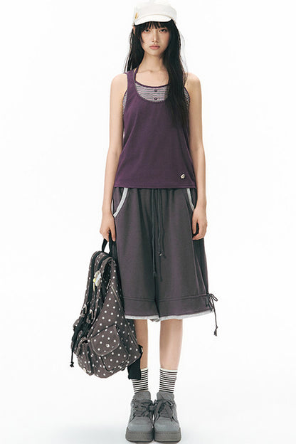Racerback Special Embroidery Trim Tank Top