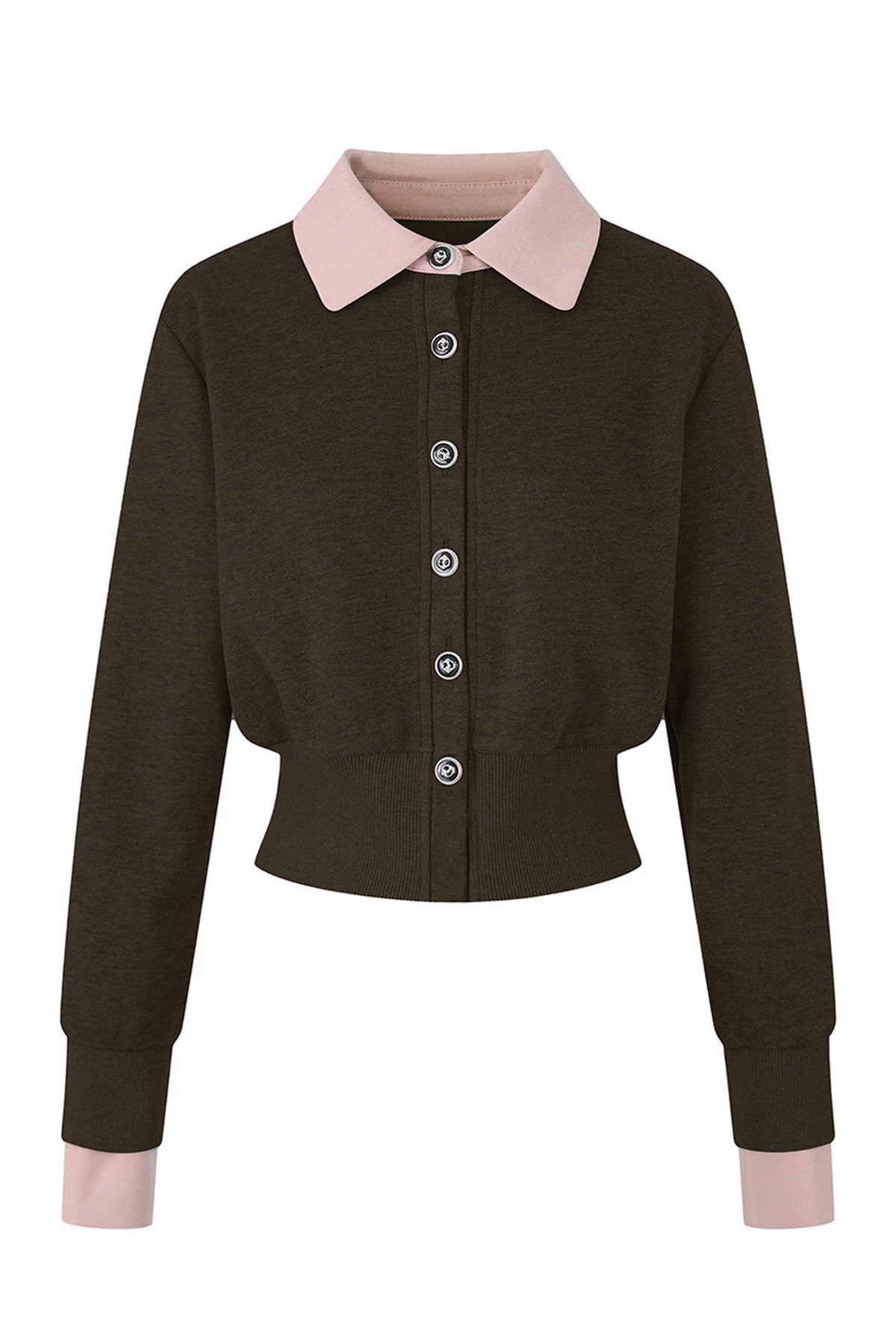 Layered-Look Lapel Knit Cardigan