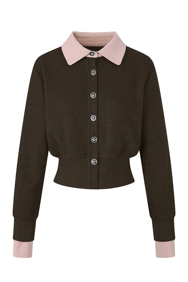 Layered-Look Lapel Knit Cardigan