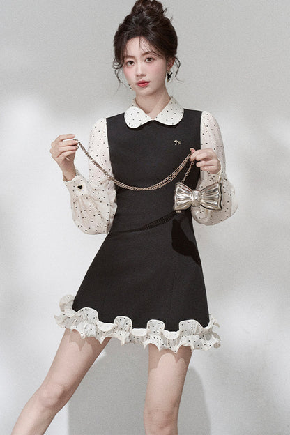 Doll Collar Layered-Look Dress