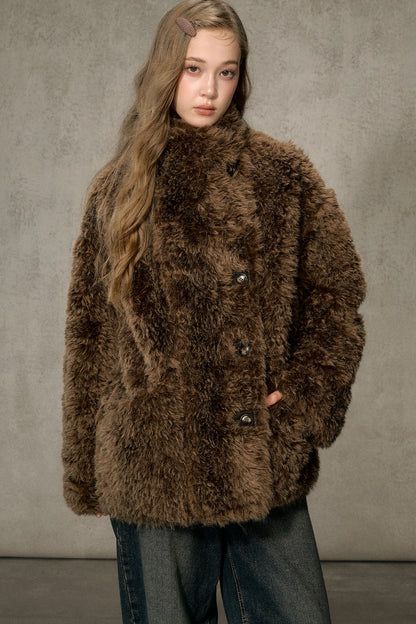 Reversible Faux Suede Fur Jacket