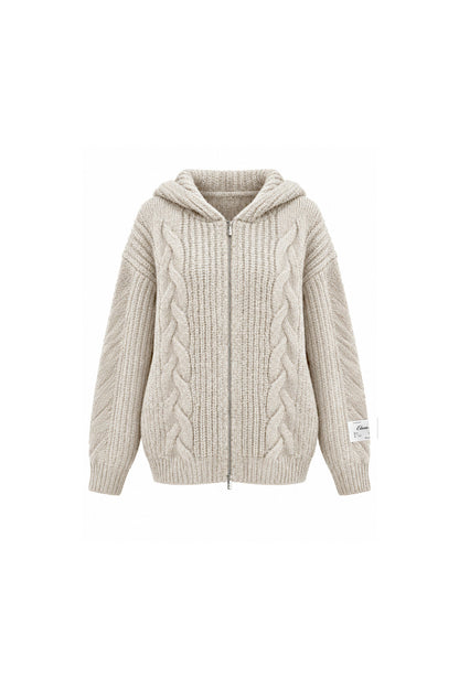 Completo cardigan a maglia a trecce