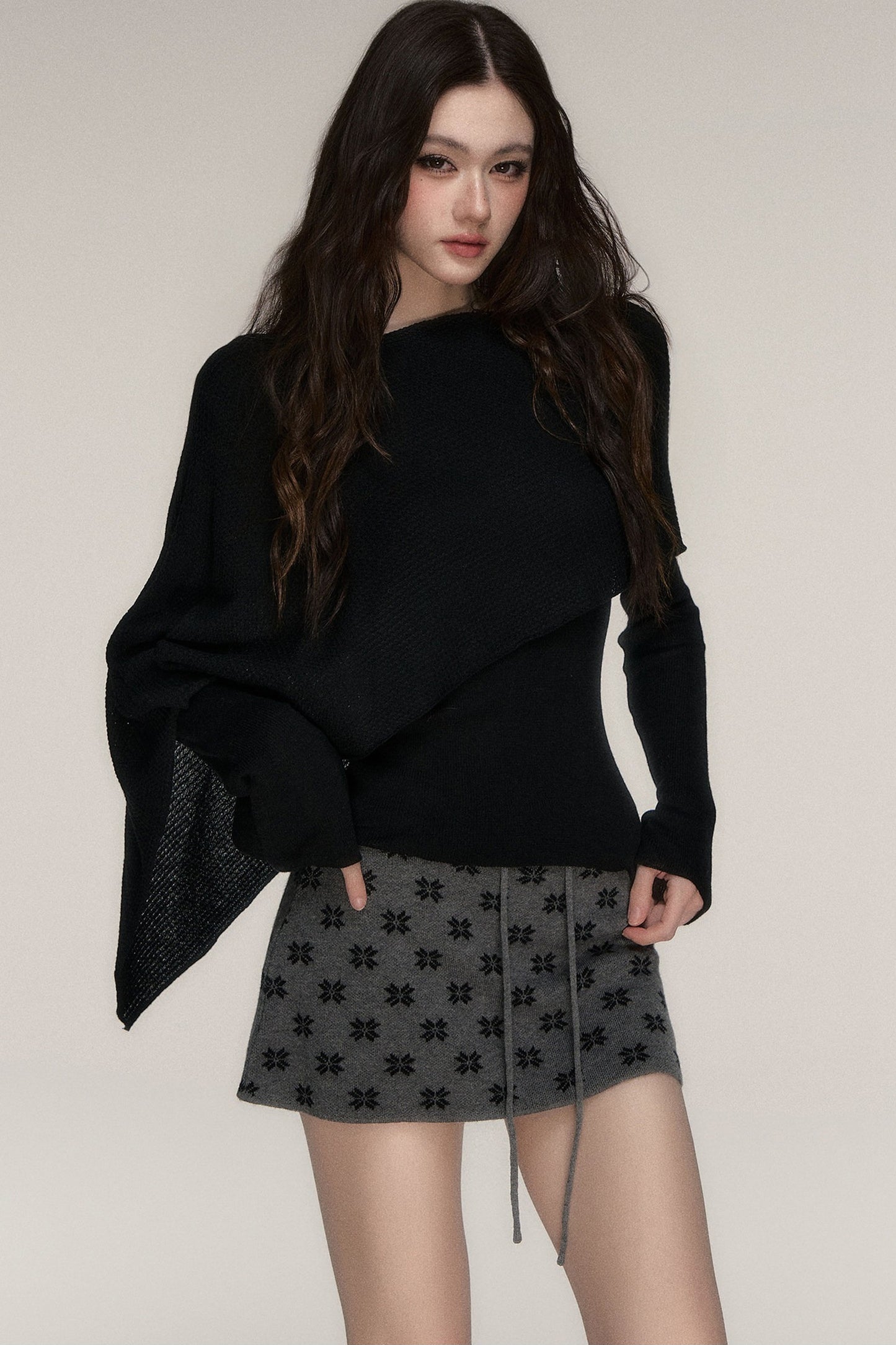Weiches Windcape-Pullover-Strickoberteil