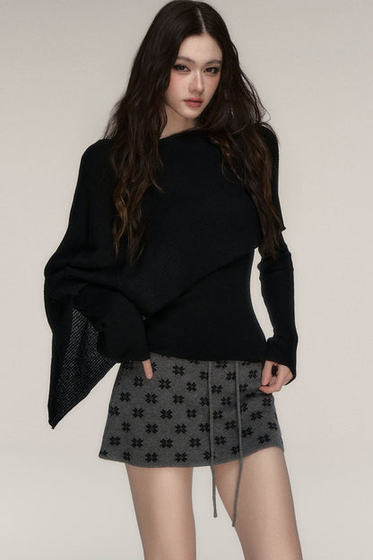 Weiches Windcape-Pullover-Strickoberteil
