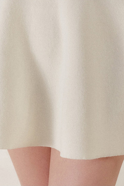 Knit Polo Top With Bow and A-Line Skirt Set