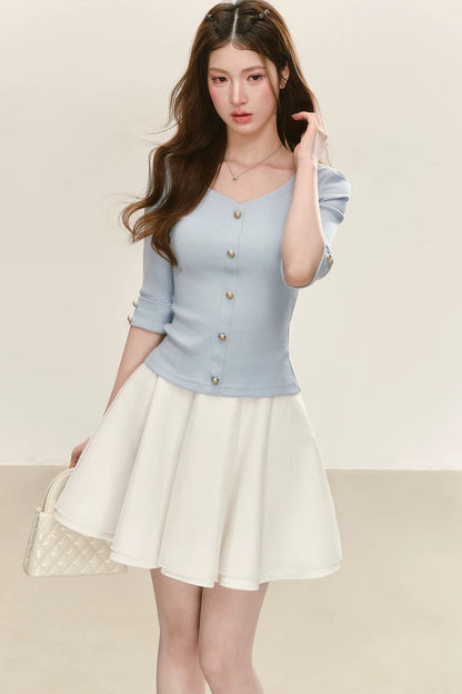Elegant Knitted V-Neck Top
