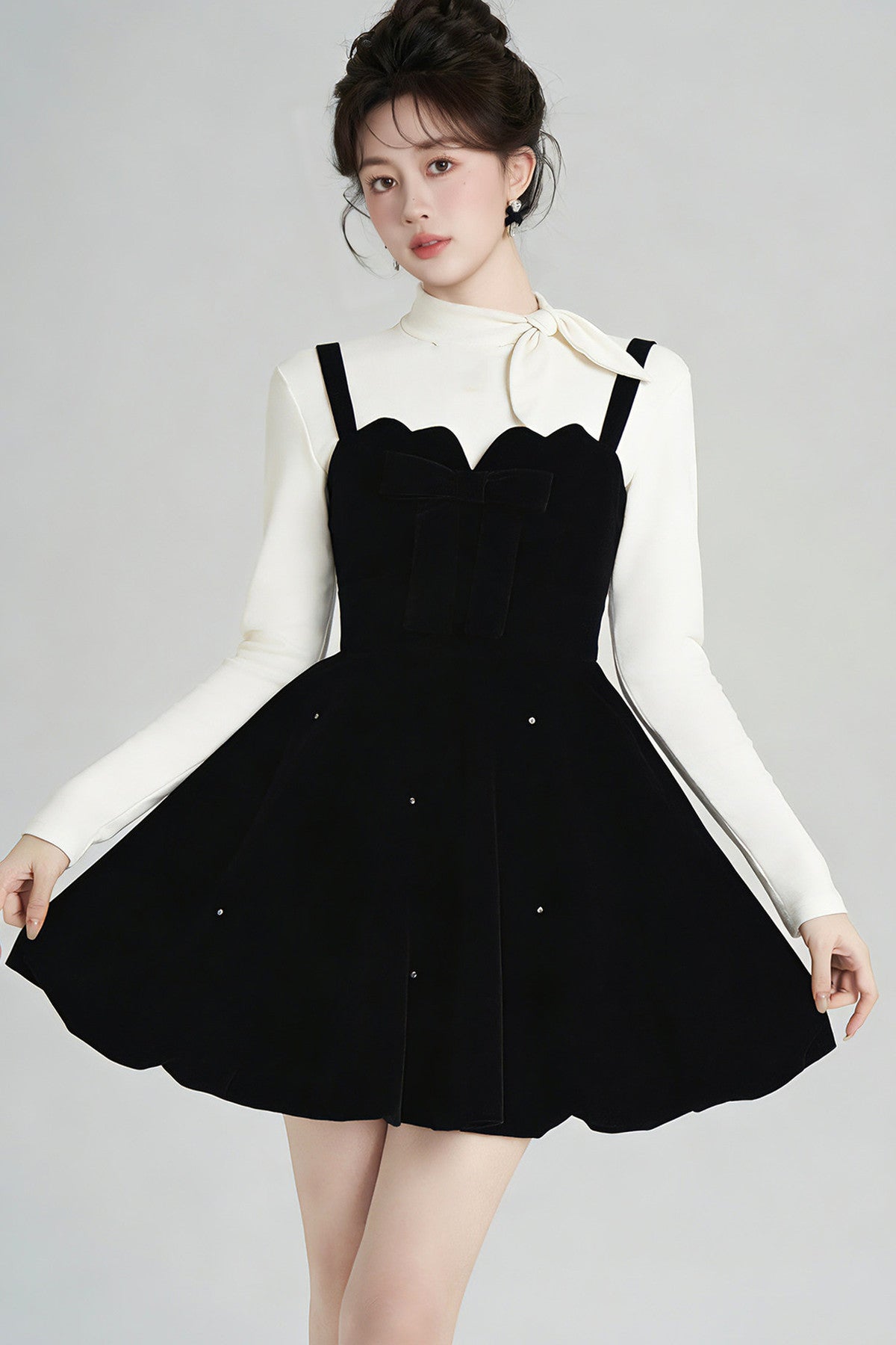 Beaded Velvet Dress and Top Set-Up