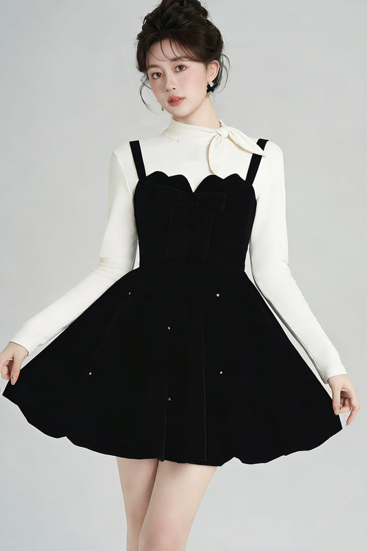Beaded Velvet Dress and Top Set-Up
