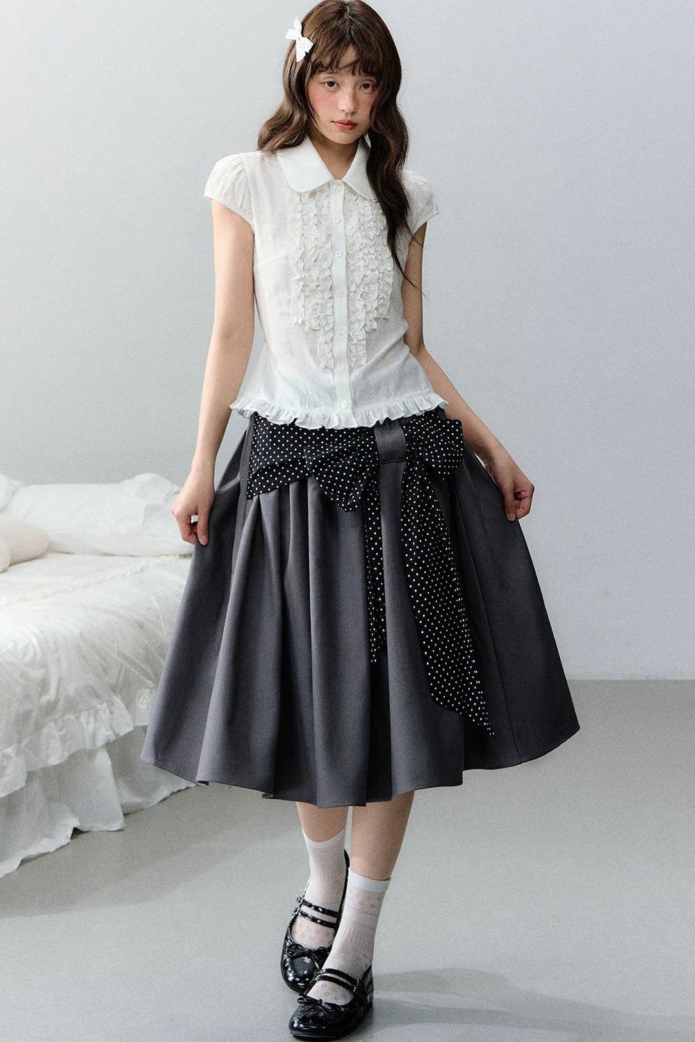 Polka Dot Retro Midi Skirt