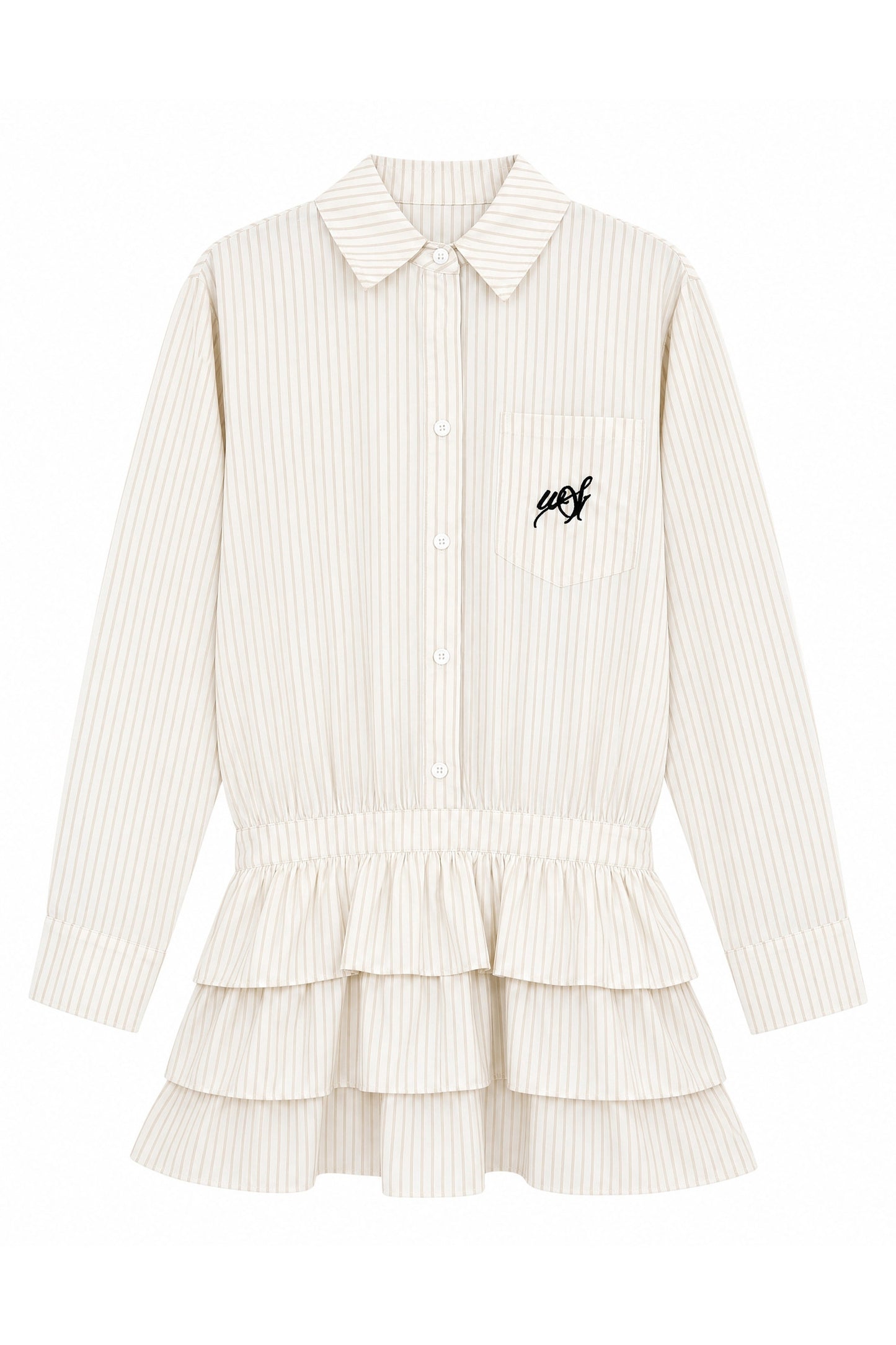 Woolen Baseball Jacket with Tiered Shirt Dress Set-Up