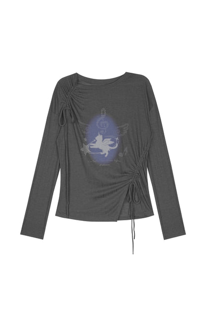Gray Unicorn Drawstring T-Shirt