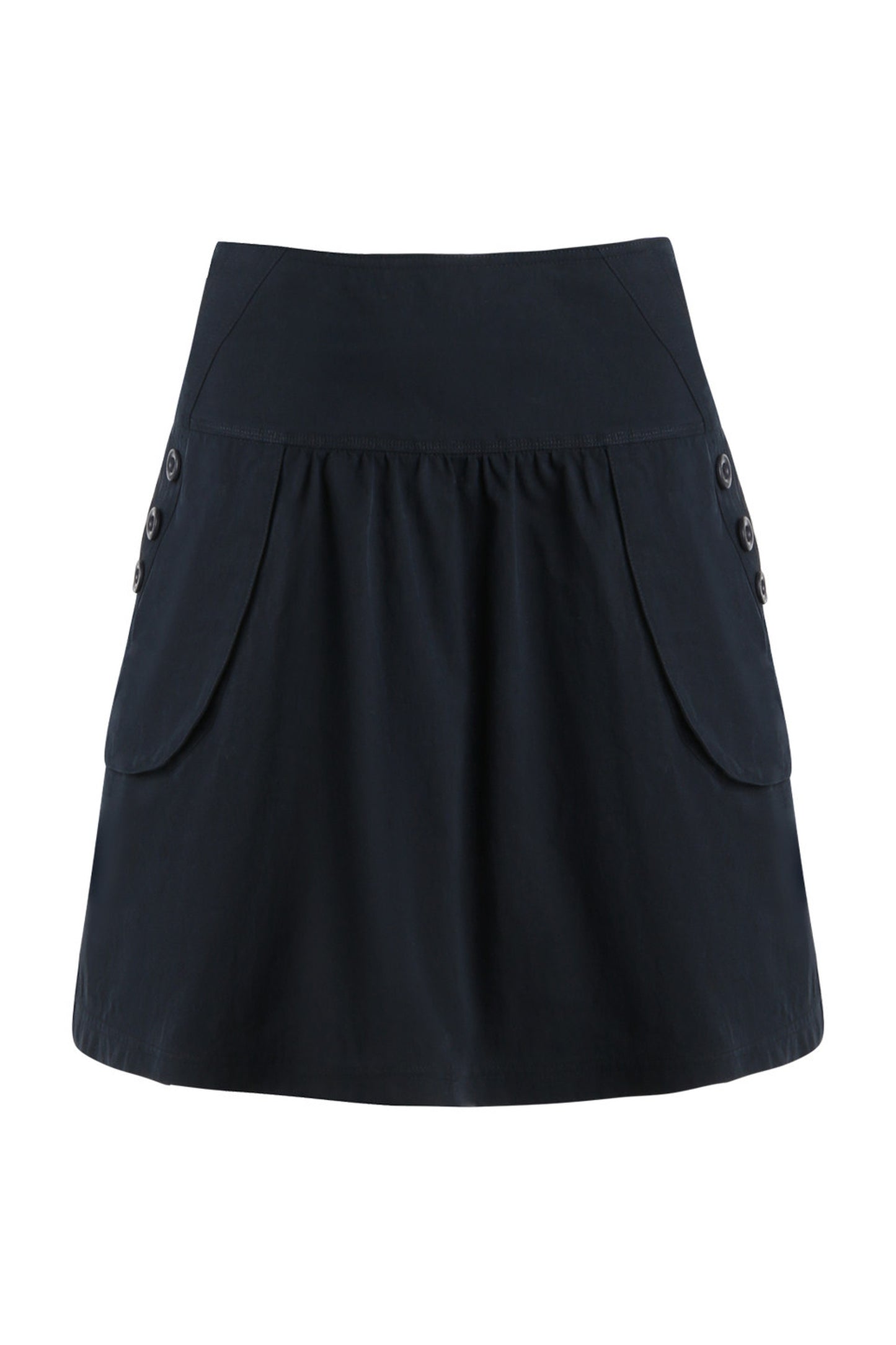 Retro Double-Breasted Workwear Jacket and Skirt Set-Up