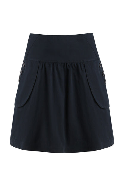 Retro Double-Breasted Workwear Jacket and Skirt Set-Up
