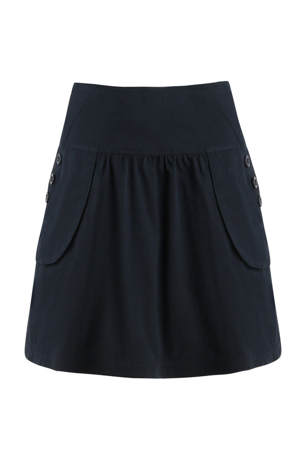Retro Double-Breasted Workwear Jacket and Skirt Set-Up