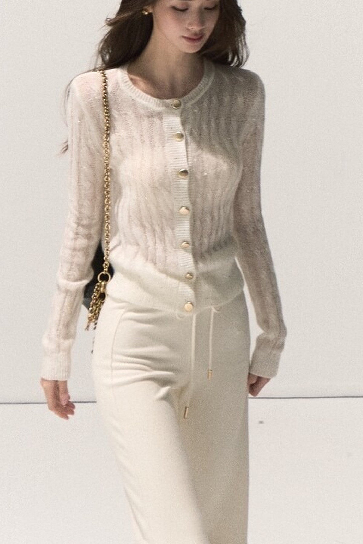 Wool Cable Knit Cardigan