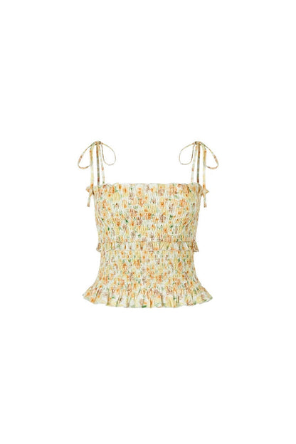 Bright Pleated Lace Camisole