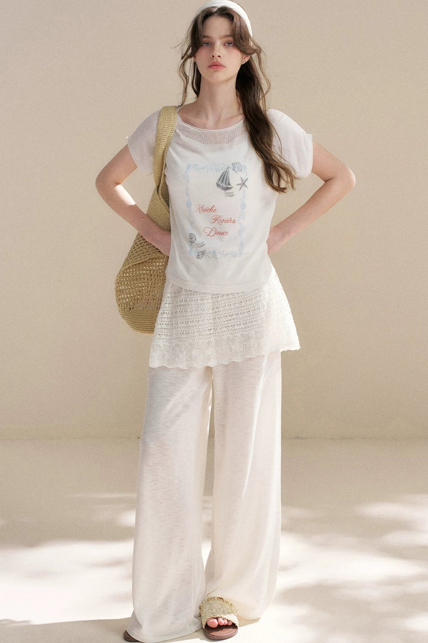 Hand-Painted Nautical Knit Top