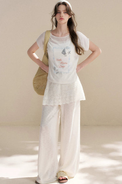 Hand-Painted Nautical Knit Top