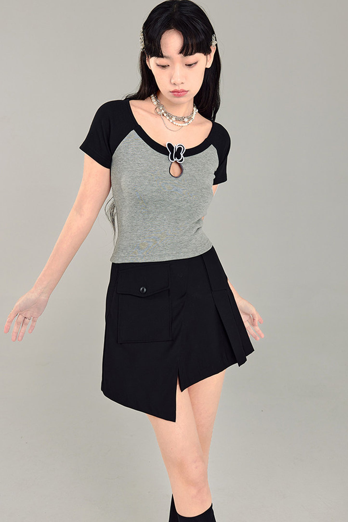 Butterfly Hollow-Out Color-Block Top