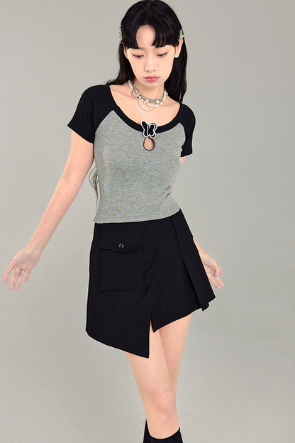 Butterfly Hollow-Out Color-Block Top
