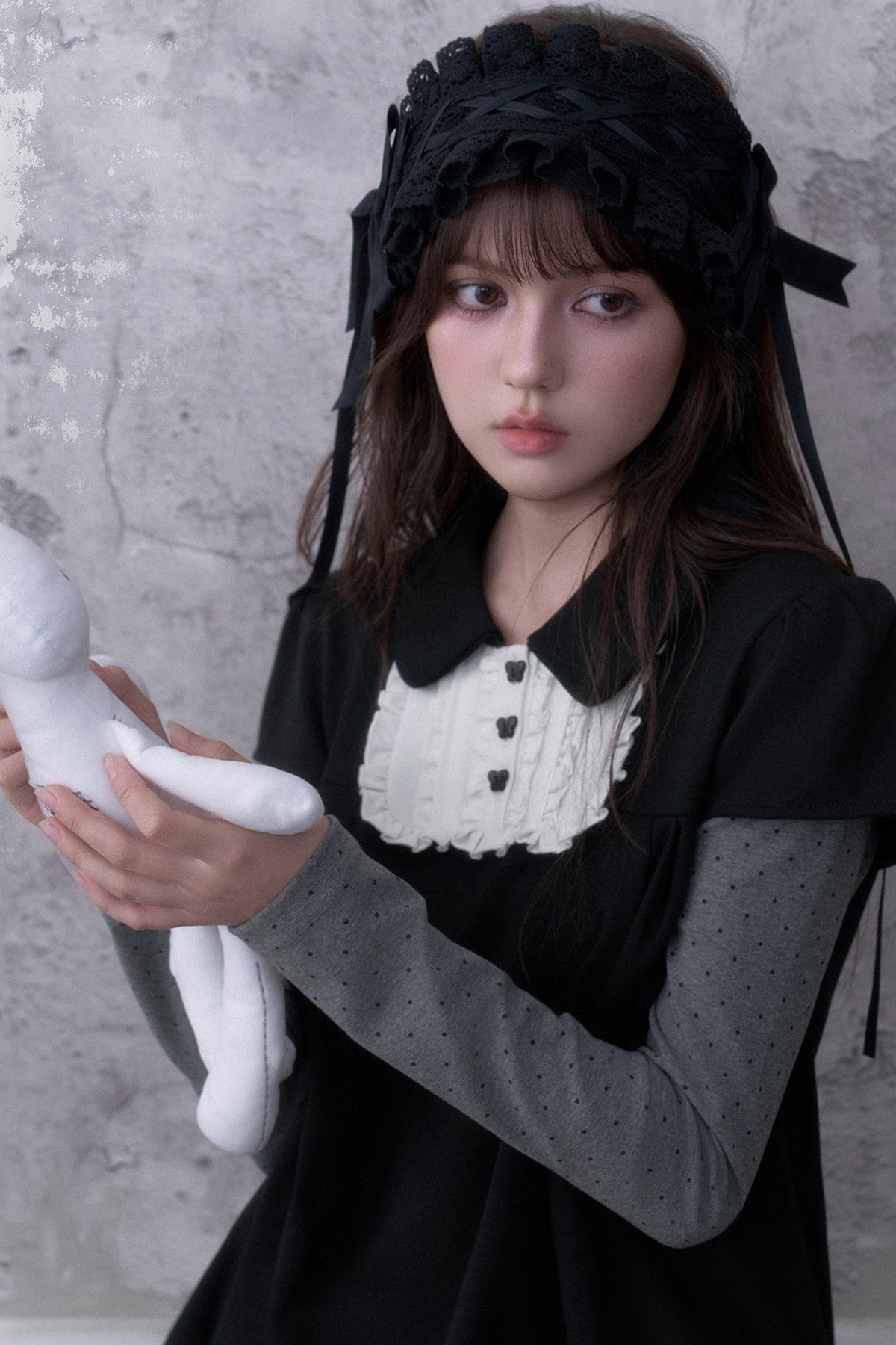 Ruffled Bib Doll Collar Dress