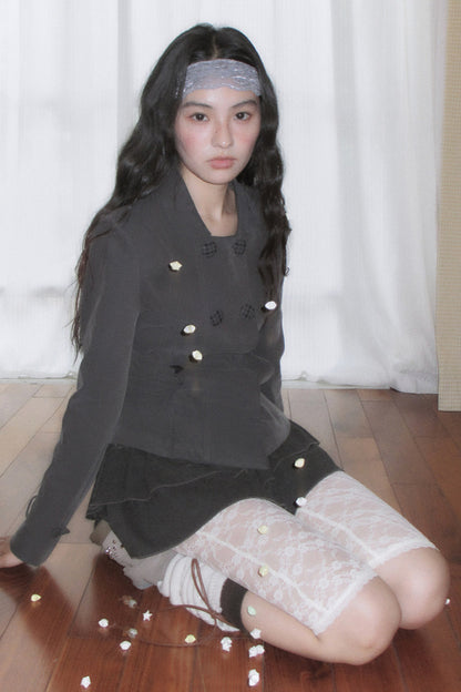 Double-Breasted Short Jacket Set-Up