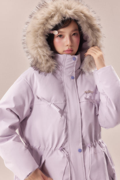 Mid-Length Fur Collar Goose Down Jacket