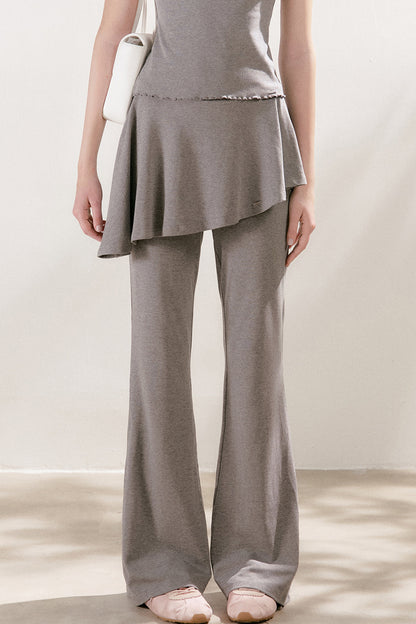 French Lace U-Neck Peplum Top and Flared Pants Set-Up