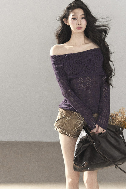 Pull en laine à fleurs