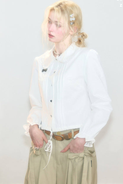 Tassel Doll Collar Short Shirt