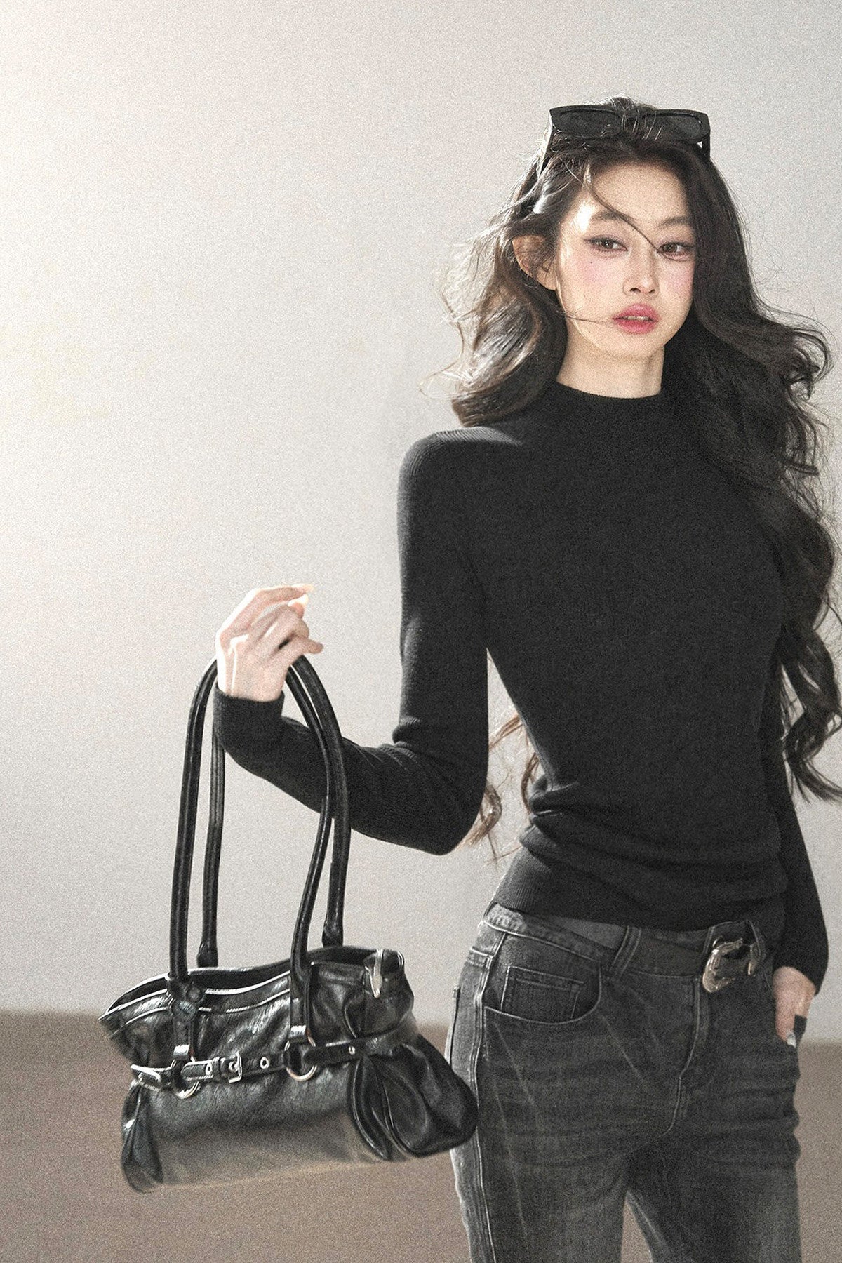 Mock Neck Knit Base Layer Top