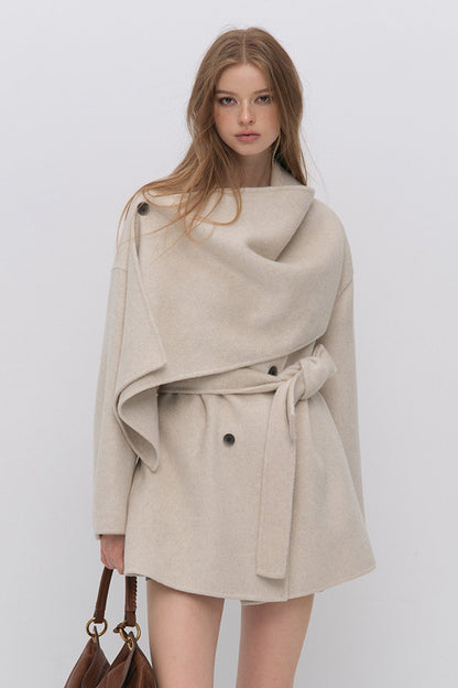 Half Shawl Wool Coat