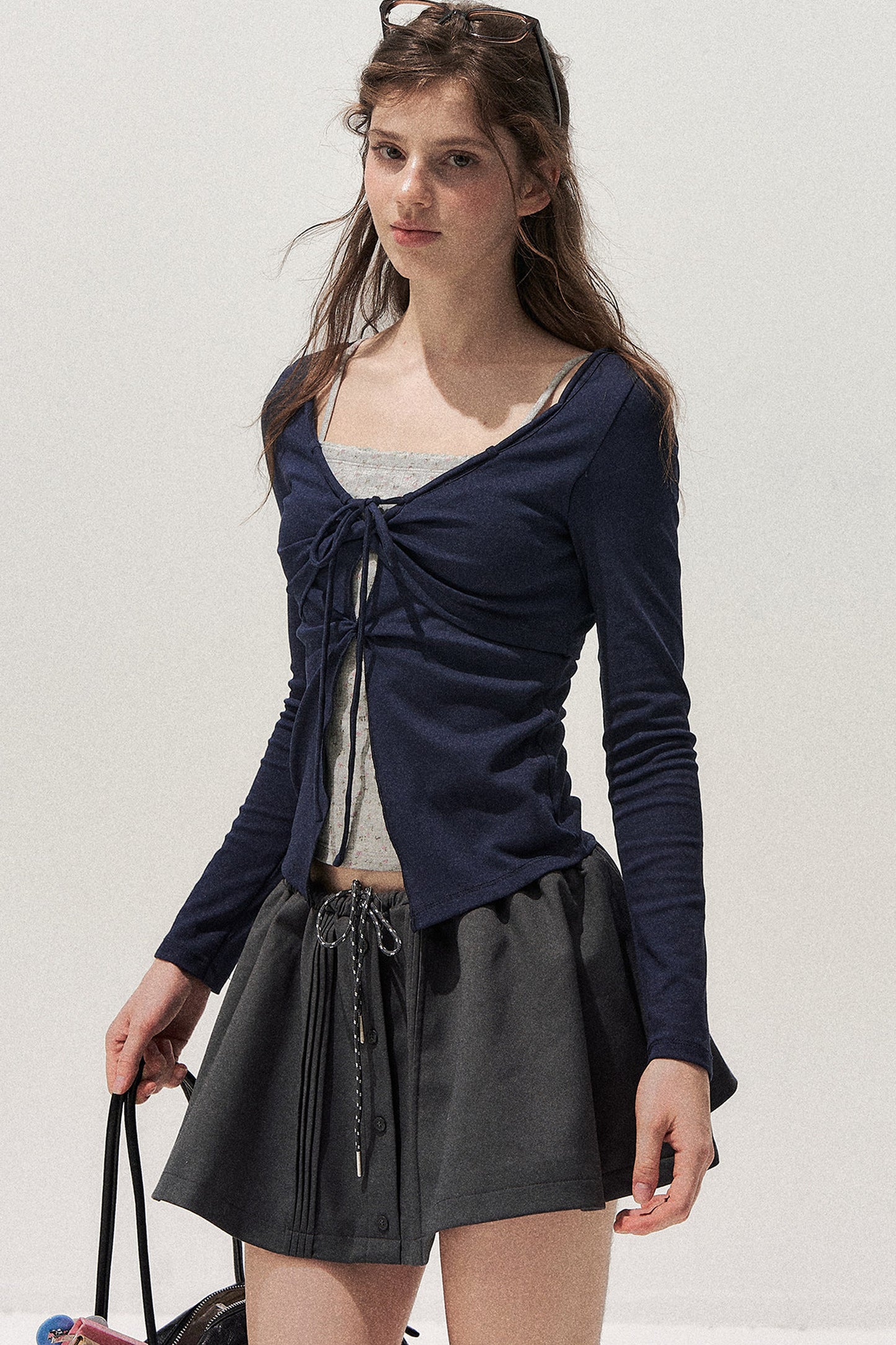 Floral Knot Tie Long Sleeve T-Shirt
