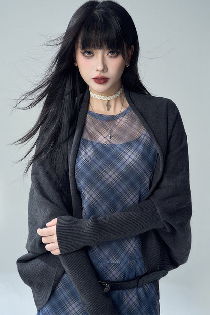 Shawl-Style Batwing Knitted Cardigan