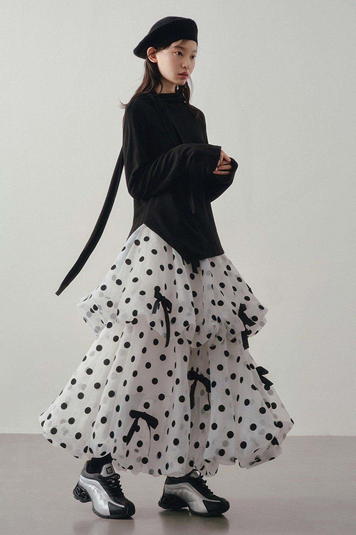 Polka Dot Tiered Bow Skirt