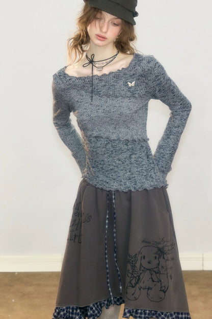 Ruffled Bell Sleeve Knit Top