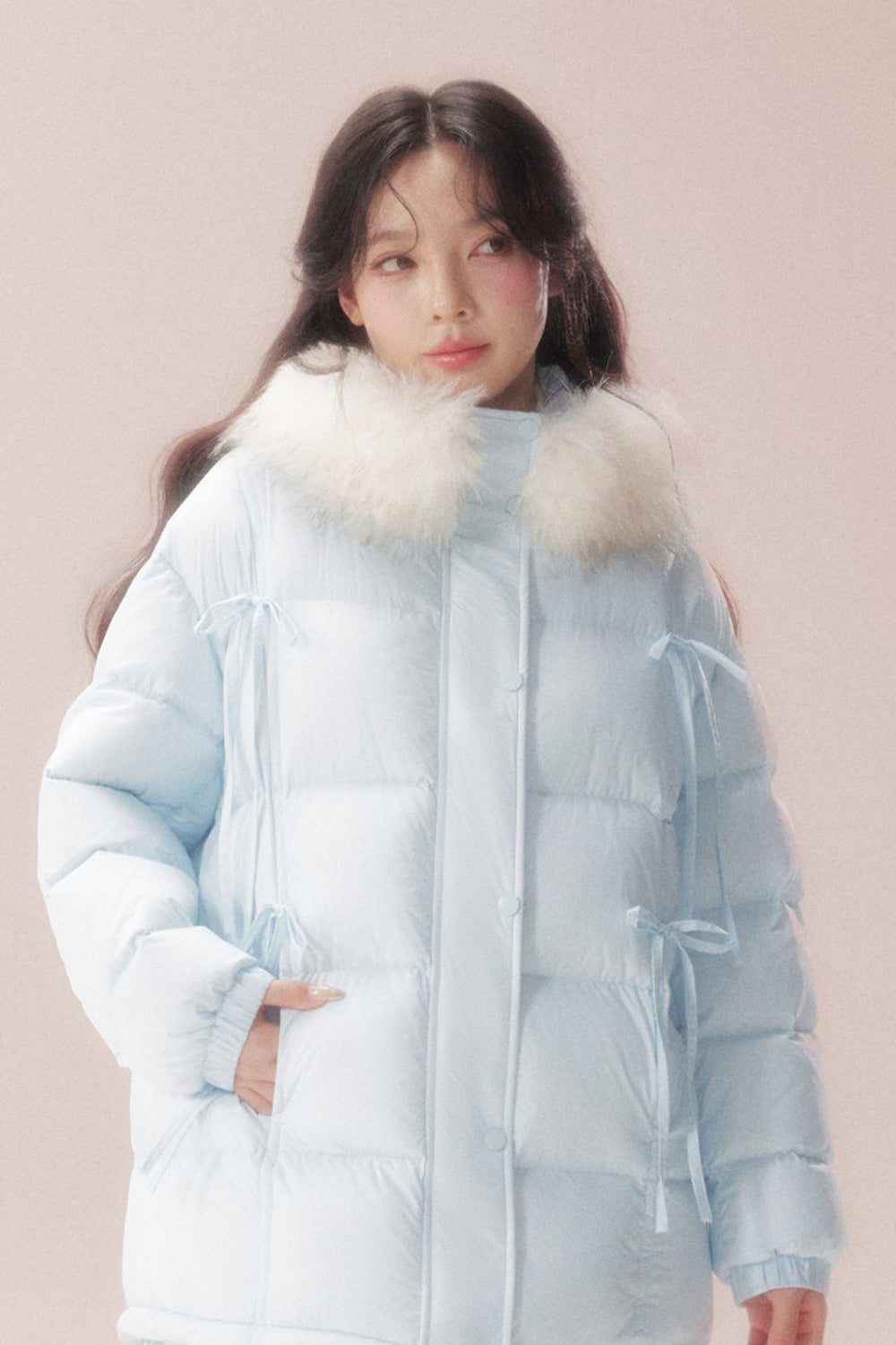 Snow Bow Fur Collar Down Jacket