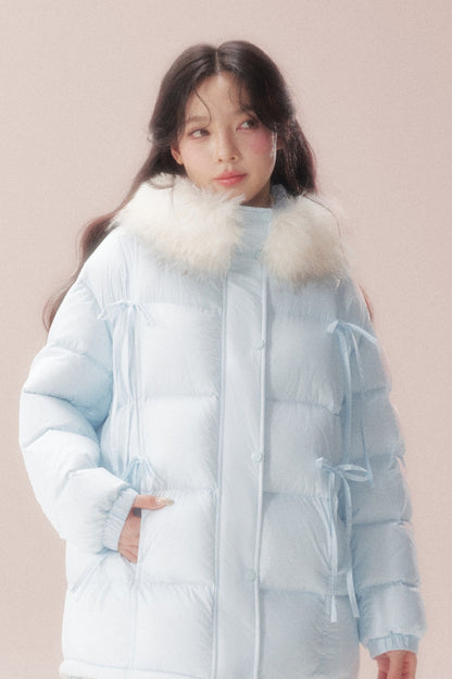 Snow Bow Fur Collar Down Jacket