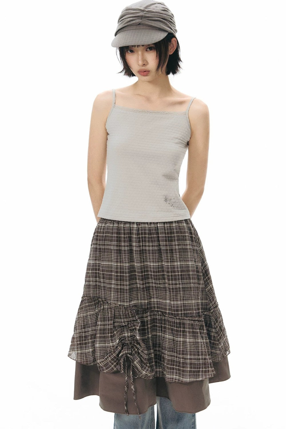 Plaid Multi-Layer Cake Skirt