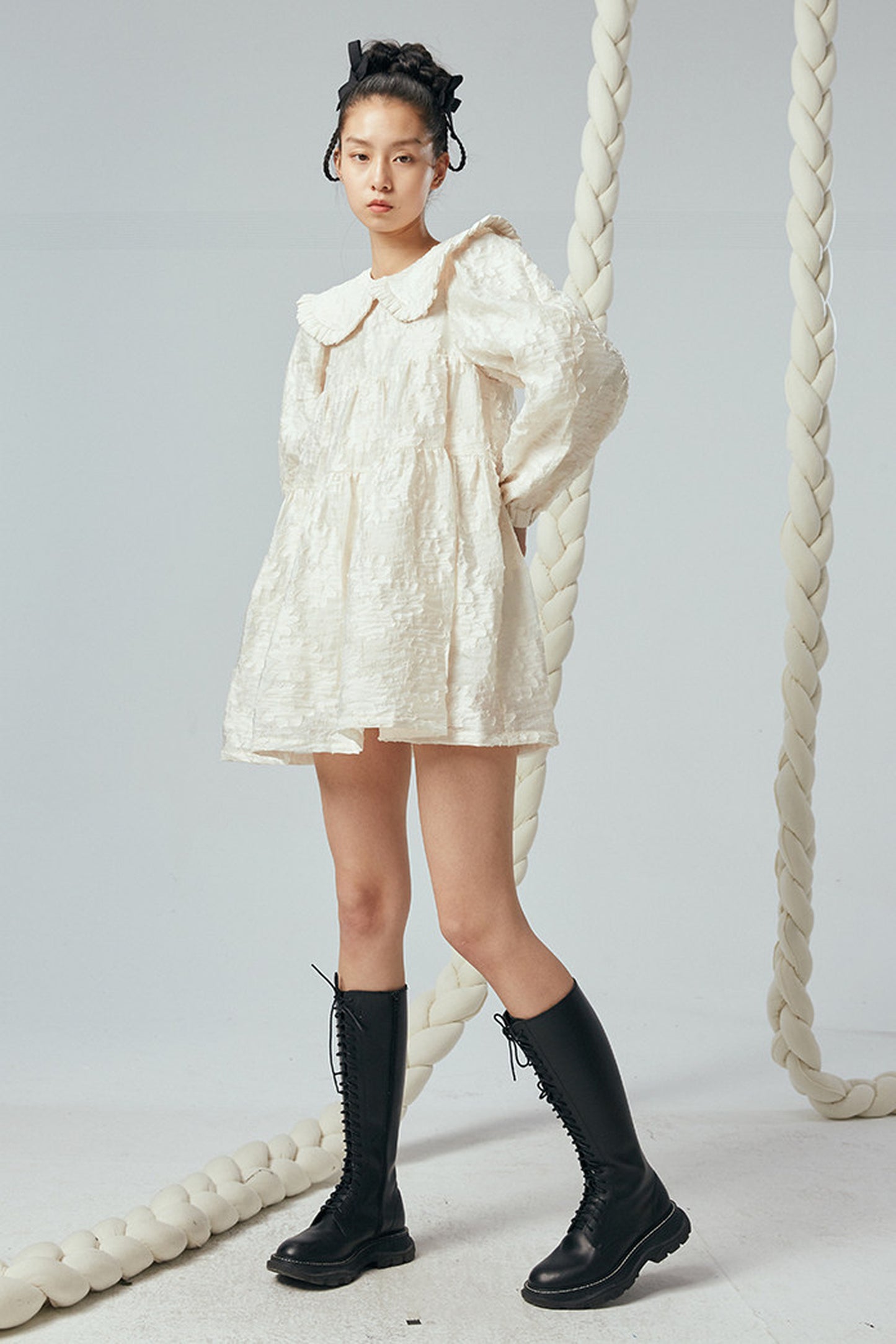 Ruffled Peter Pan Collar Dress