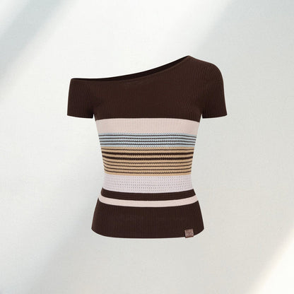 Asymmetrical Striped Knit Top
