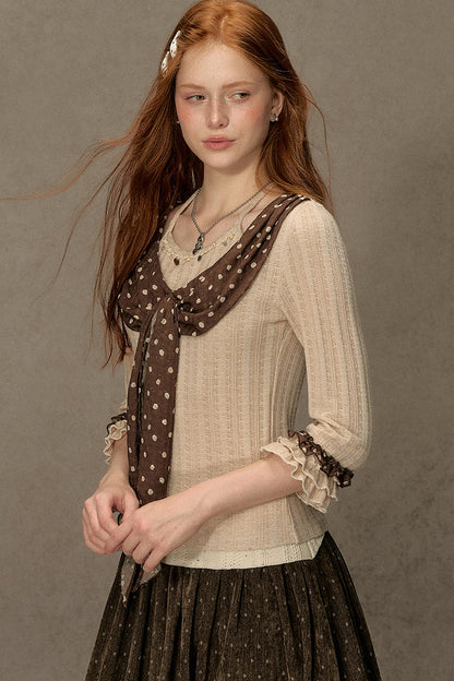 Polka Dot A-Line Corduroy Skirt