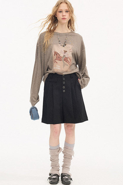 Pleated Gray Shorts
