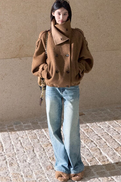 Jeans in denim lavato effetto vintage a gamba dritta