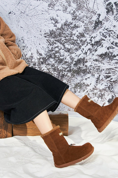 Fleece-Lined Flat Snow Boots
