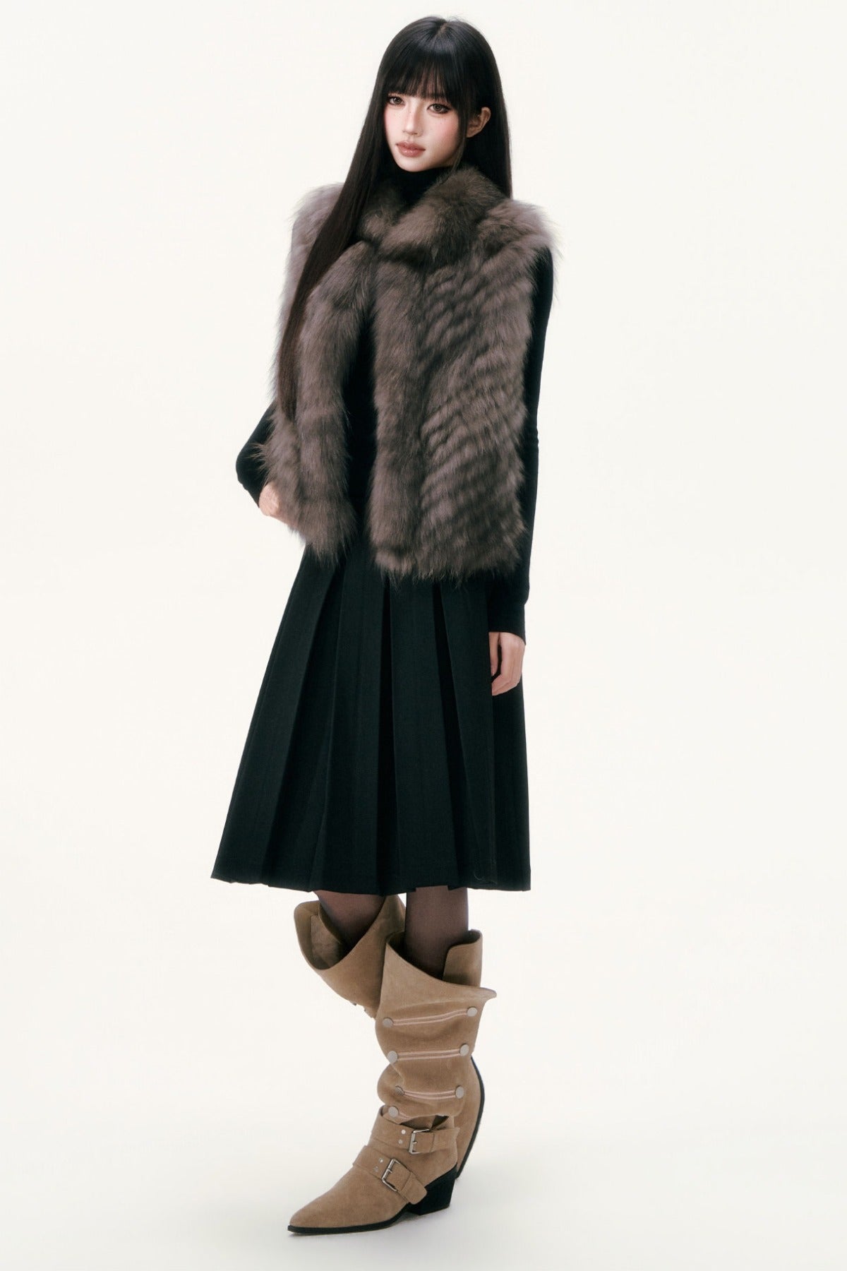 Saga Fox Fur Straight Vest