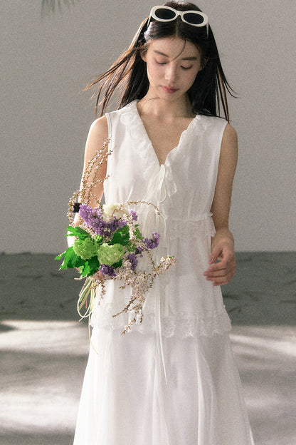 French Lace Ruffled Vest