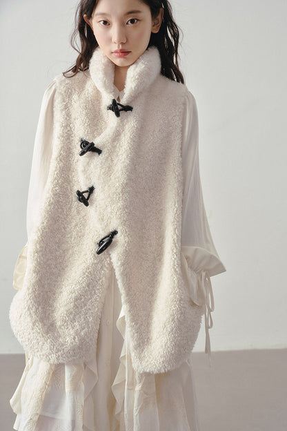 Beige Faux Shearling Vest